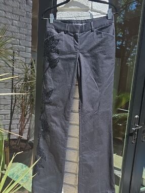 Express Black Straight Leg Jeans with Beaded Side Detail